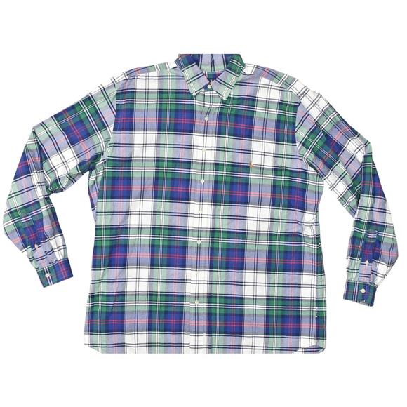 Ralph Lauren Other - Ralph Lauren Men’s Blue/Green Plaid Button Shirt XLT Cotton Long Sleeve Pony